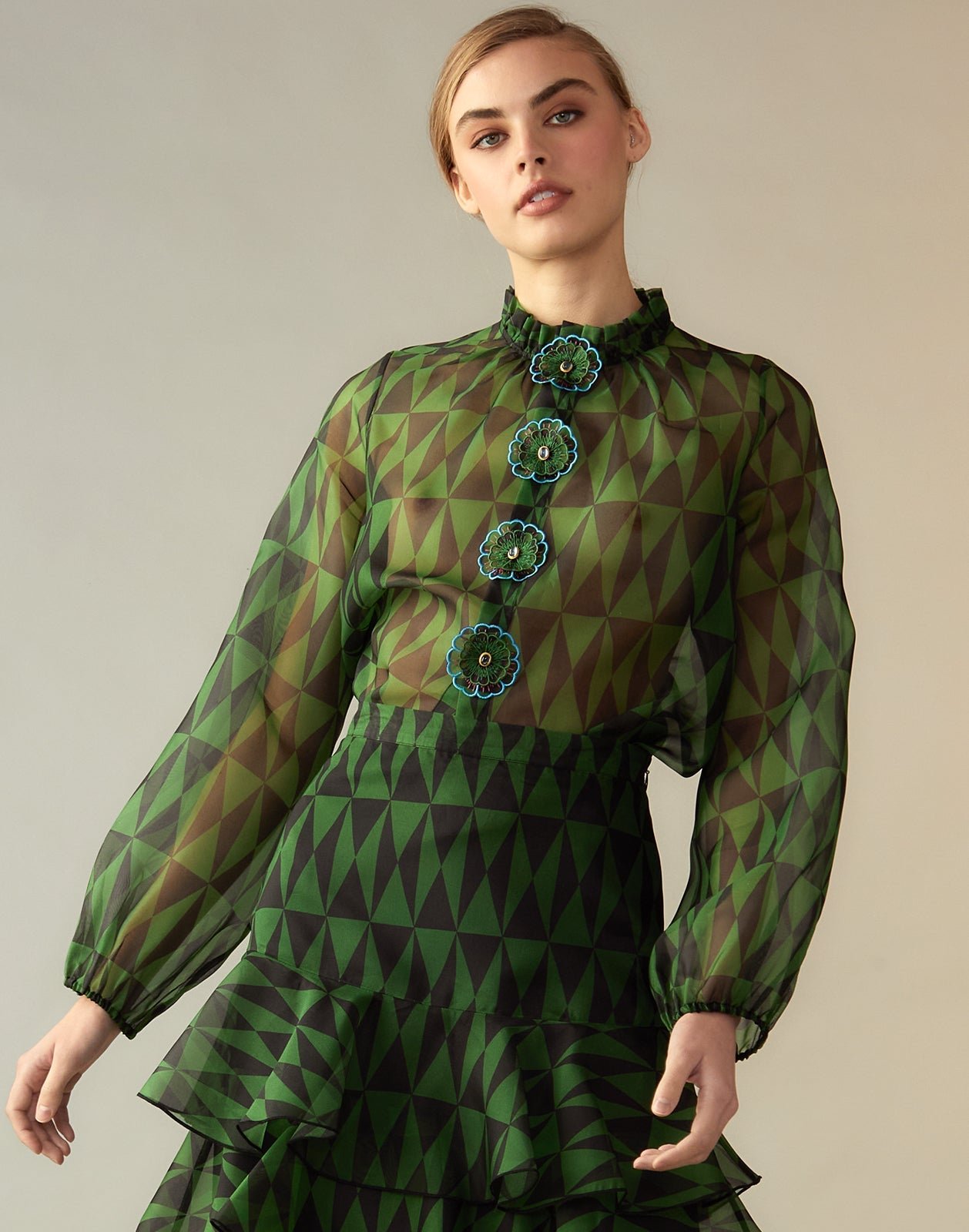 Evergreen Silk Organza Shirt TA25